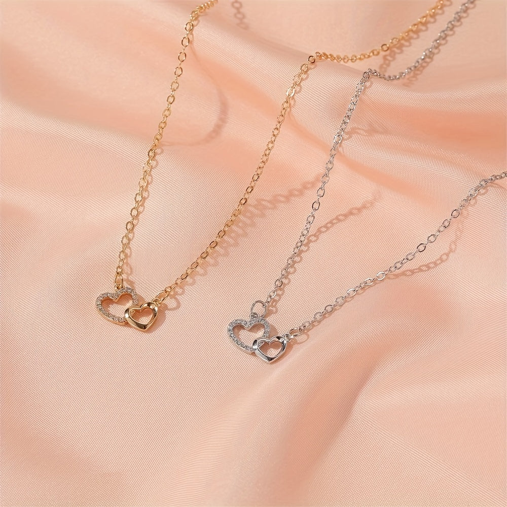 Elegant Double Heart Pendant Necklace