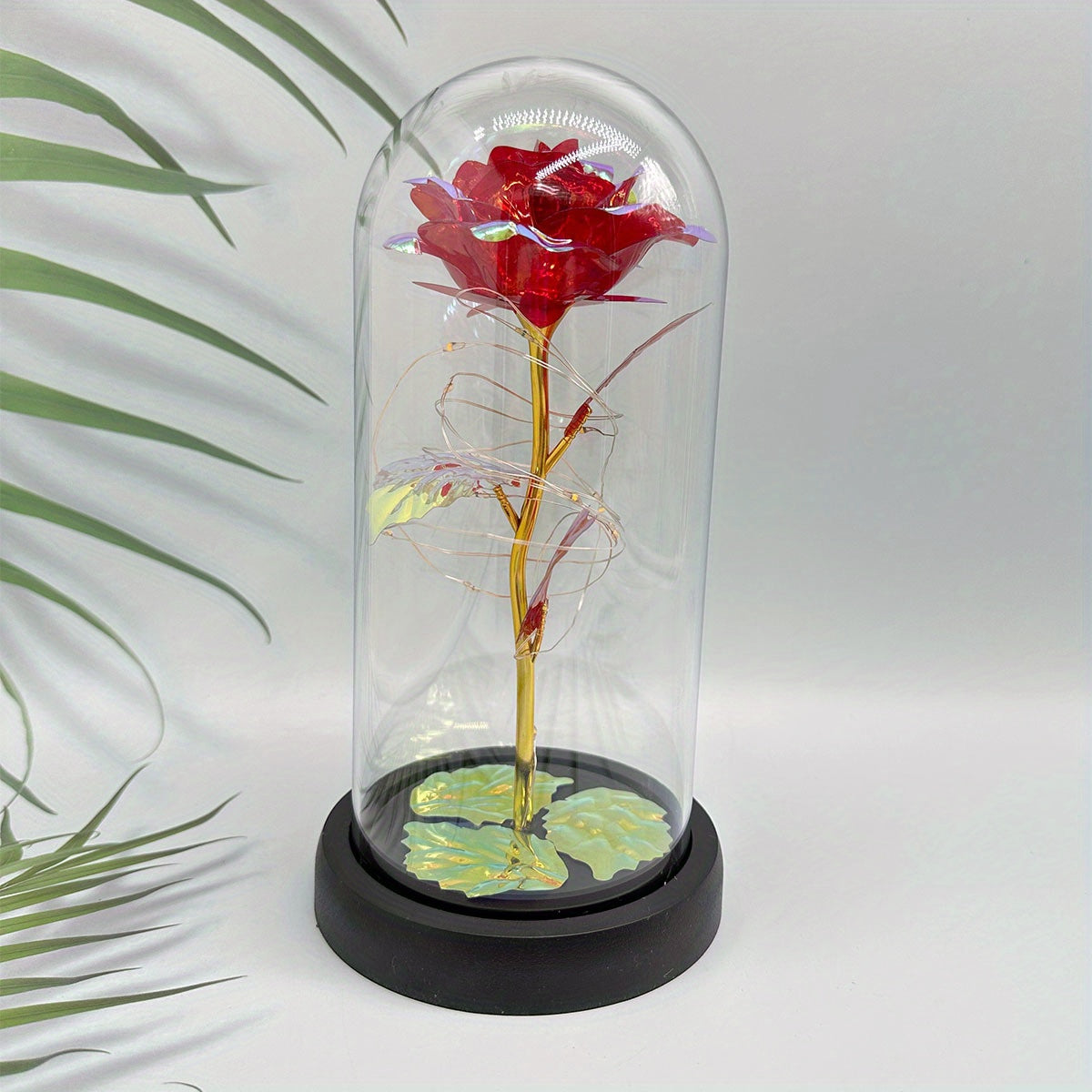 Radiant Rainbow Rose in Glass Dome